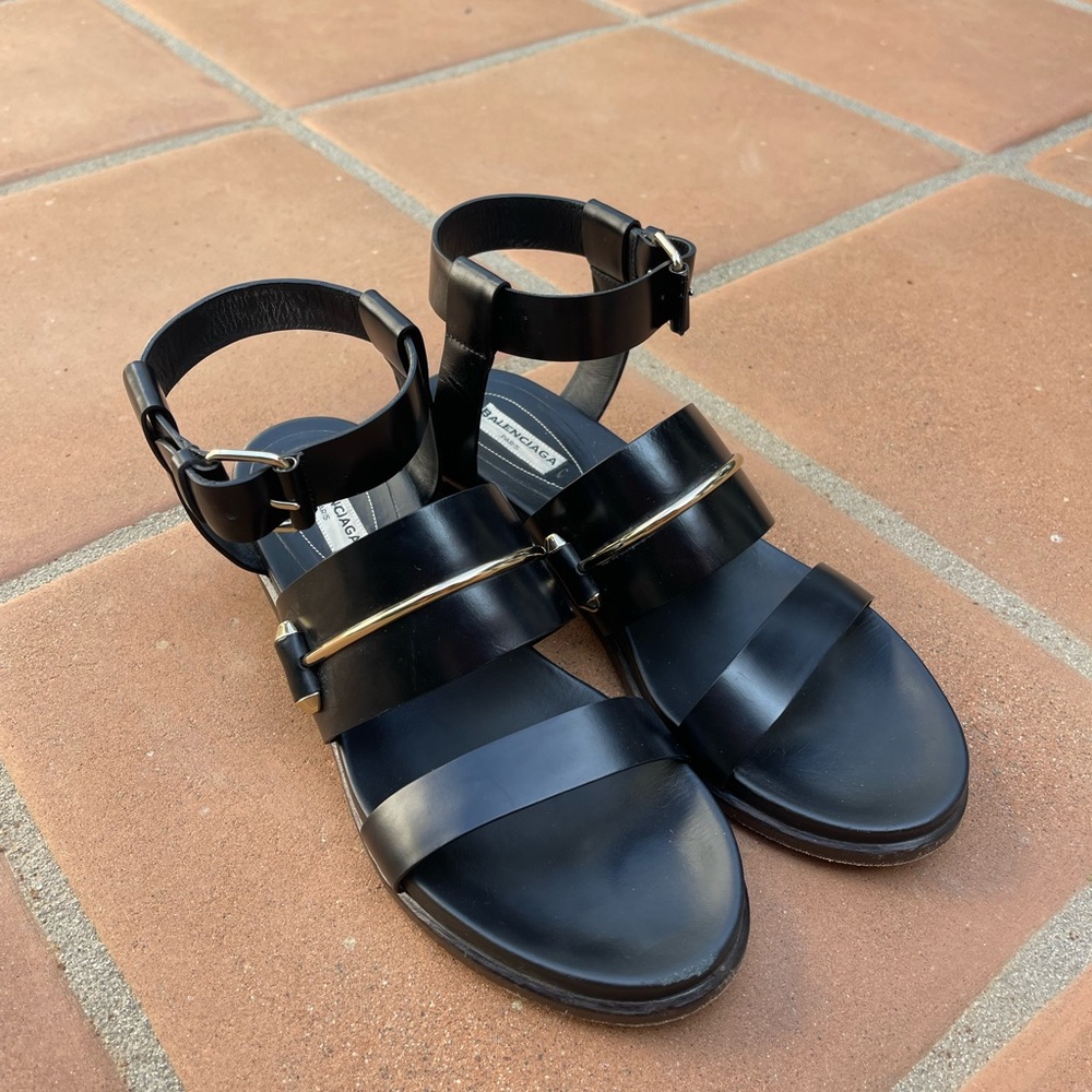 Balenciaga Leather Cutout Gladiator Sandal